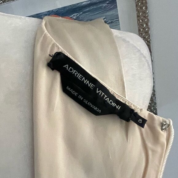 Adrienne Vittadini 100% silk abstract print midi sheath dress size 8 - Picture 4 of 10